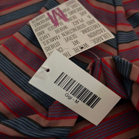 Lularoe GIGI Womens Medium Blue and Red Striped Top - Picture 3 of 3